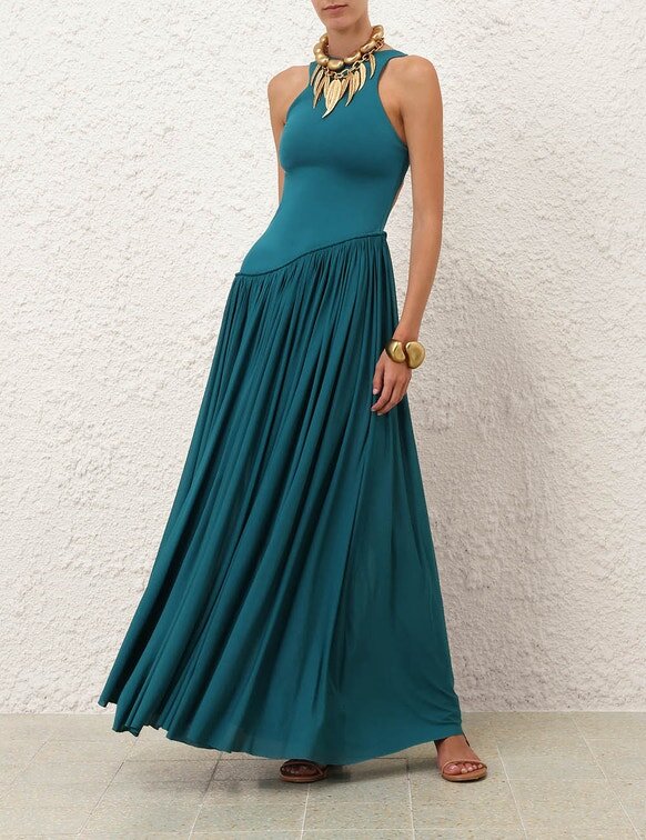 Asymetrické jerseyové šaty Luna v barvě teal online Asymetrické jerseyové šaty Luna v barvě teal online