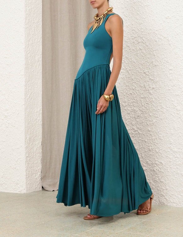 Asymetrické jerseyové šaty Luna v barvě teal online Asymetrické jerseyové šaty Luna v barvě teal online