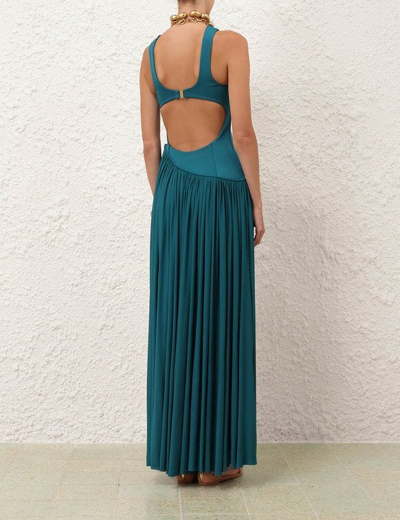 Asymetrické jerseyové šaty Luna v barvě teal online Asymetrické jerseyové šaty Luna v barvě teal online