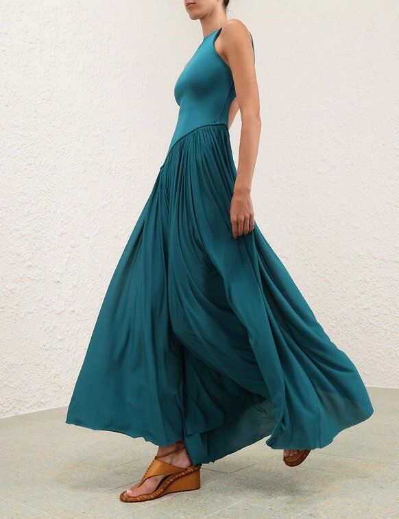 Asymetrické jerseyové šaty Luna v barvě teal online Asymetrické jerseyové šaty Luna v barvě teal online