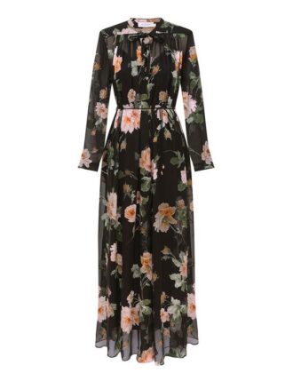 Šaty Luna Burnout Sheath v černé barvě s růžovým vzorem online