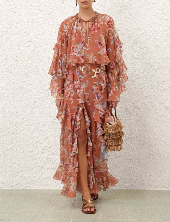 Blůza Awaken Ruffle Cinnamon Floral online Blůza Awaken Ruffle Cinnamon Floral online