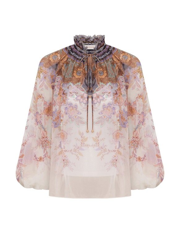 Blůza Luna Billow v krémově modrém paisley vzoru online Blůza Luna Billow v krémově modrém paisley vzoru online