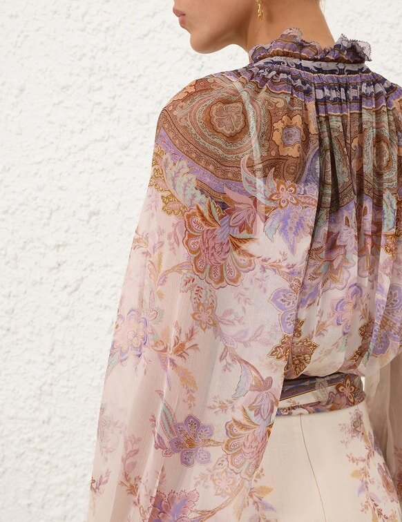 Blůza Luna Billow v krémově modrém paisley vzoru online Blůza Luna Billow v krémově modrém paisley vzoru online