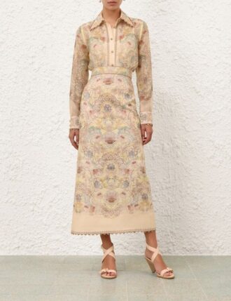 Úzká sukně Rebellion s květinovým vzorem v barvě citronové online