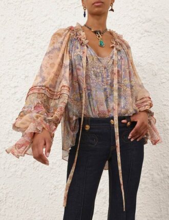 Blůza Rebellion s kordovým vzorem a květinovým potiskem online