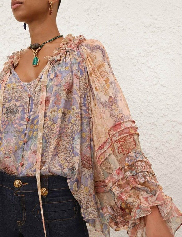 Blůza Rebellion s kordovým vzorem a květinovým potiskem online Blůza Rebellion s kordovým vzorem a květinovým potiskem online