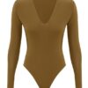 Body s dlouhými rukávy v barvě khaki online