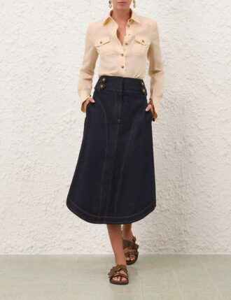 Džínová midi sukně Cargo v barvě Night Sky online