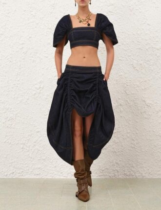 Džínsovina midi sukně Rebellion v barvě Night Sky online