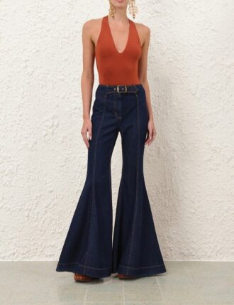 Džíny Luna Super Flare v barvě Harbour Blue online