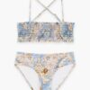 Dětské bikiny Daylight s řasením v džínsovině s květinovým vzorem bandana online Dětské bikiny Daylight s řasením v džínsovině s květinovým vzorem bandana online