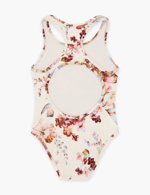 Dětské jednodílné plavky Awaken Kids Racer v barvě slonová kost s květinovým vzorem online Dětské jednodílné plavky Awaken Kids Racer v barvě slonová kost s květinovým vzorem online