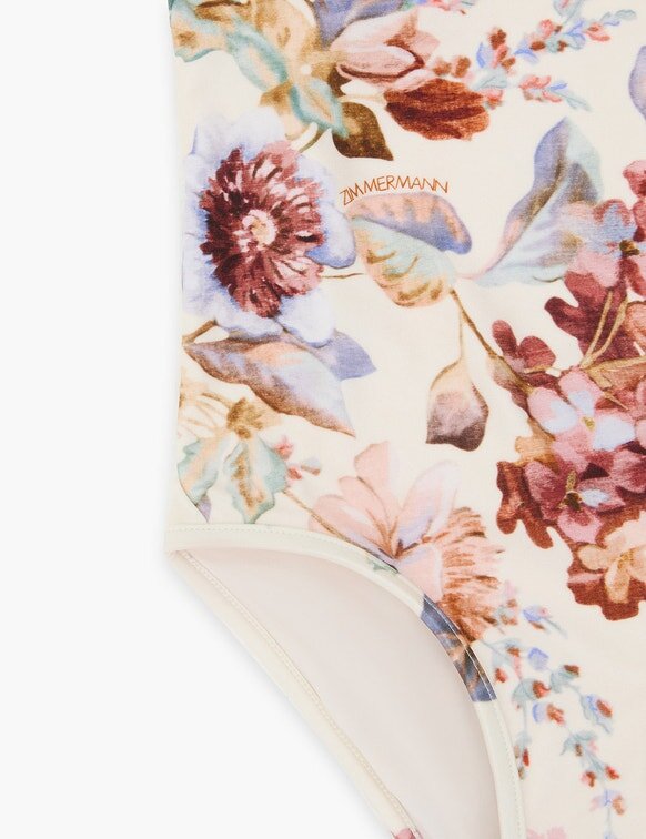 Dětské jednodílné plavky Awaken Kids Racer v barvě slonová kost s květinovým vzorem online Dětské jednodílné plavky Awaken Kids Racer v barvě slonová kost s květinovým vzorem online