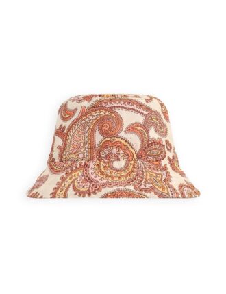 Dětský klobouk ve stylu bucket hat v krémové/oranžové barvě s paisley vzorem online