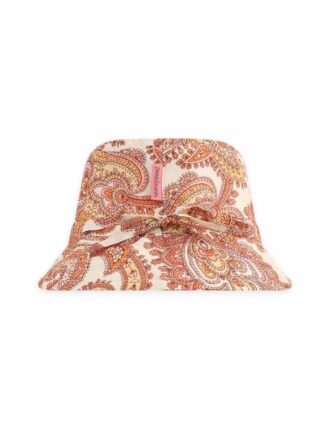 Dětský klobouk ve stylu bucket hat v krémové/oranžové barvě s paisley vzorem online