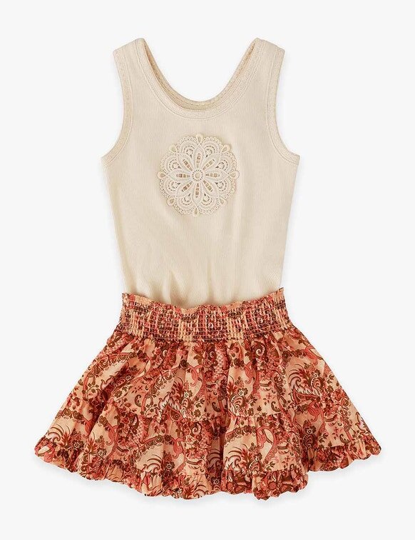 Dětská sukně Aster Kids s bublinkovým lemem v růžovém paisley květinovém vzoru online Dětská sukně Aster Kids s bublinkovým lemem v růžovém paisley květinovém vzoru online