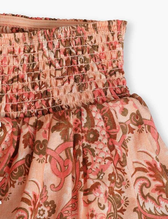 Dětská sukně Aster Kids s bublinkovým lemem v růžovém paisley květinovém vzoru online Dětská sukně Aster Kids s bublinkovým lemem v růžovém paisley květinovém vzoru online