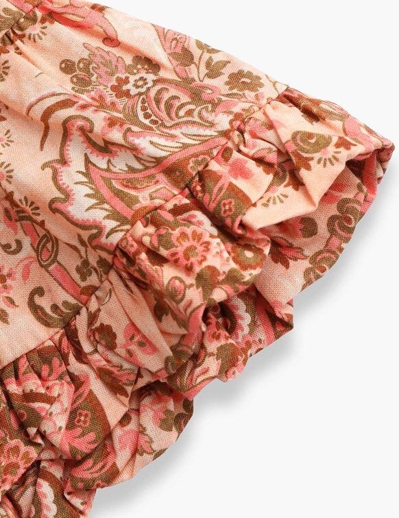 Dětská sukně Aster Kids s bublinkovým lemem v růžovém paisley květinovém vzoru online Dětská sukně Aster Kids s bublinkovým lemem v růžovém paisley květinovém vzoru online