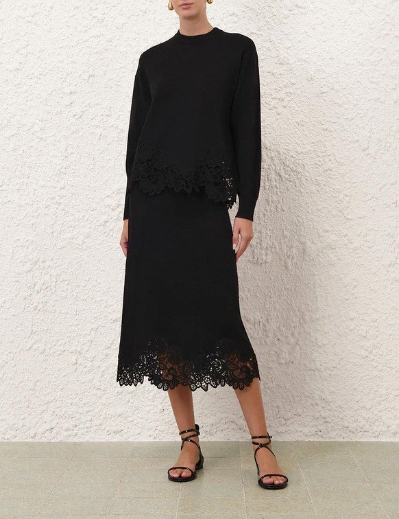 Černá midi sukně Luna Merino Lace online Černá midi sukně Luna Merino Lace online