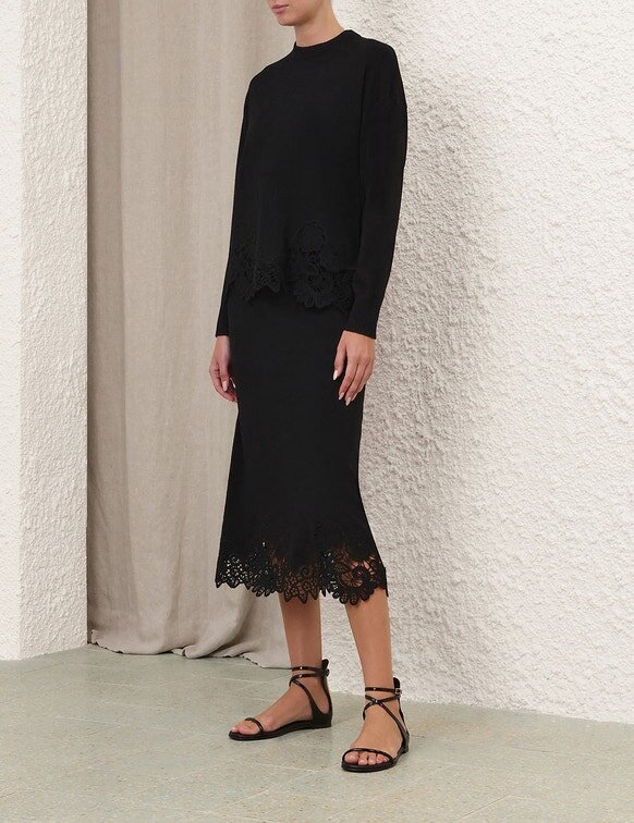 Černá midi sukně Luna Merino Lace online Černá midi sukně Luna Merino Lace online