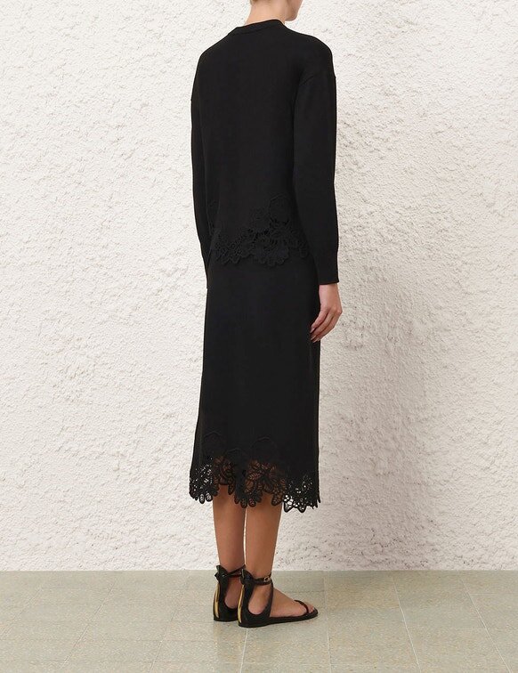 Černá midi sukně Luna Merino Lace online Černá midi sukně Luna Merino Lace online