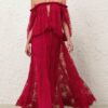 Fuchsiové krajkové šaty Luna Lace Billow Gown