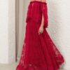 Fuchsiové krajkové šaty Luna Lace Billow Gown