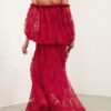 Fuchsiové krajkové šaty Luna Lace Billow Gown