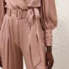 Hedvábné kalhoty Tuck v barvě Dusty Rose online