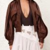 Kožená bomber bunda Luna v radikální hnědé barvě online Kožená bomber bunda Luna v radikální hnědé barvě online