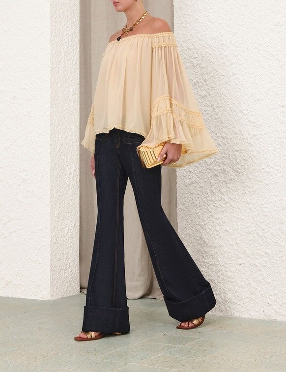 Košile Rebellion Fray Flutter v krémové barvě online Košile Rebellion Fray Flutter v krémové barvě online