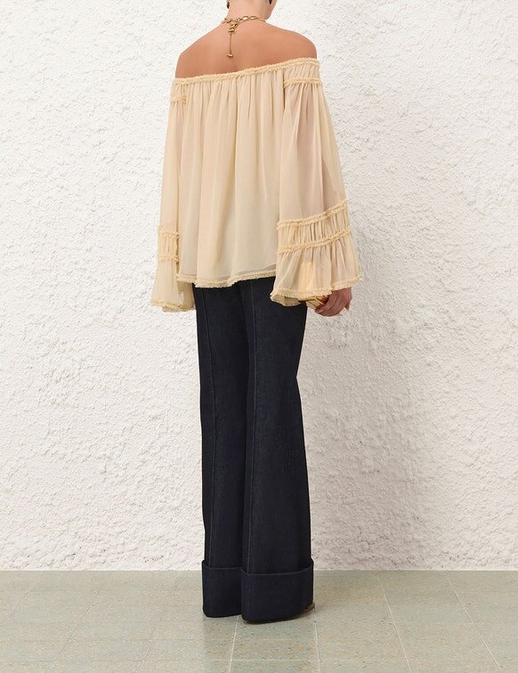 Košile Rebellion Fray Flutter v krémové barvě online Košile Rebellion Fray Flutter v krémové barvě online