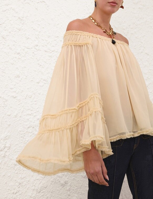 Košile Rebellion Fray Flutter v krémové barvě online Košile Rebellion Fray Flutter v krémové barvě online