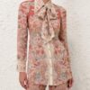 Košile Rebellion s mašlí v barvě Rust Floral online Košile Rebellion s mašlí v barvě Rust Floral online
