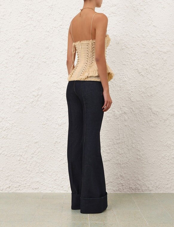 Korzet Rebellion s roztřepenými okraji, krémový, online Korzet Rebellion s roztřepenými okraji, krémový, online