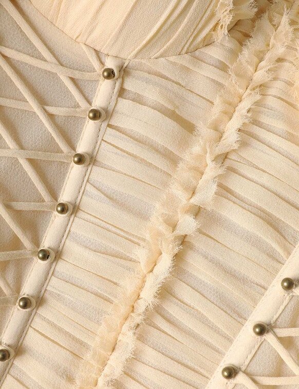 Korzet Rebellion s roztřepenými okraji, krémový, online Korzet Rebellion s roztřepenými okraji, krémový, online