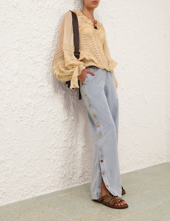 Korzet Rebellion s roztřepenými okraji, krémový, online Korzet Rebellion s roztřepenými okraji, krémový, online