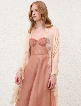 Krémová vlněná šála s krajkou online