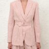 Lněný blejzr Alchemy s páskem v barvě Pink Chocolate Stripe online