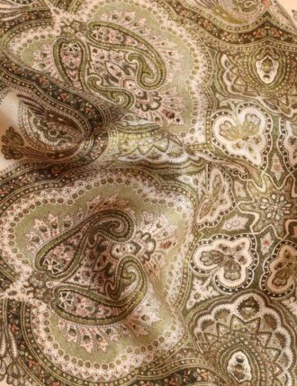 Potisknutý hedvábný šátek 55 cm Olive Perla Paisley online