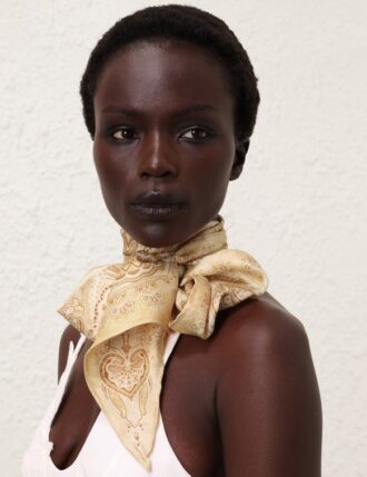 Potisknutý hedvábný šátek Tan Perla Paisley online