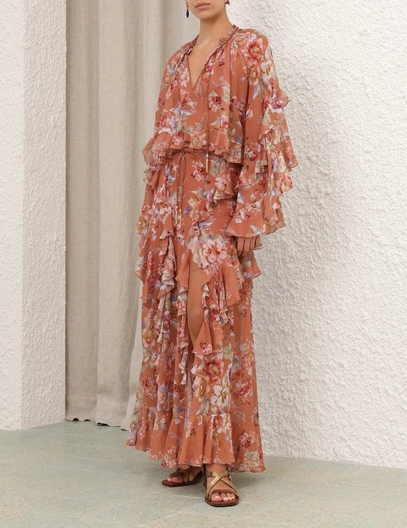 Blůza Awaken Ruffle Cinnamon Floral online Blůza Awaken Ruffle Cinnamon Floral online