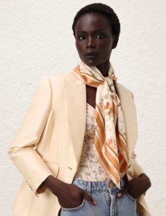 tištěný hedvábný šátek 90 Cream Songbird Online