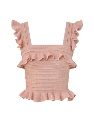 Tílko Rebellion Frill v metalické růžové zlaté barvě online Tílko Rebellion Frill v metalické růžové zlaté barvě online