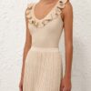 Top Indra Metallic Frill v krémové metalické barvě online