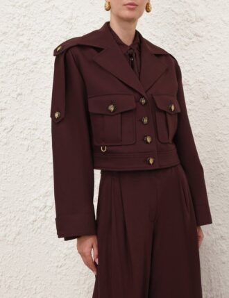 Vlněná cargo bunda Luna v barvě mahagonu online