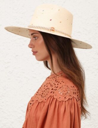 Vyšívaný panamský klobouk v barvě Natural/Multi online Vyšívaný panamský klobouk v barvě Natural/Multi online